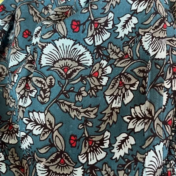 Band of the Free Elise Teal Floral Wide Leg Cinched Waist Pants New S - Picture 8 of 8